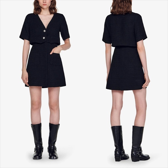 Sandro Manhattan layered tweed mini dress NO OFFERS - Picture 7 of 9